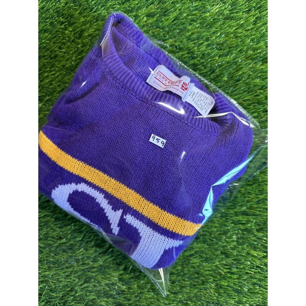 Vintage 1980's LSU TIGERS Cliff Engle Crew Neck Knit Sweater Made in‎ USA Large - Picture 11 of 11